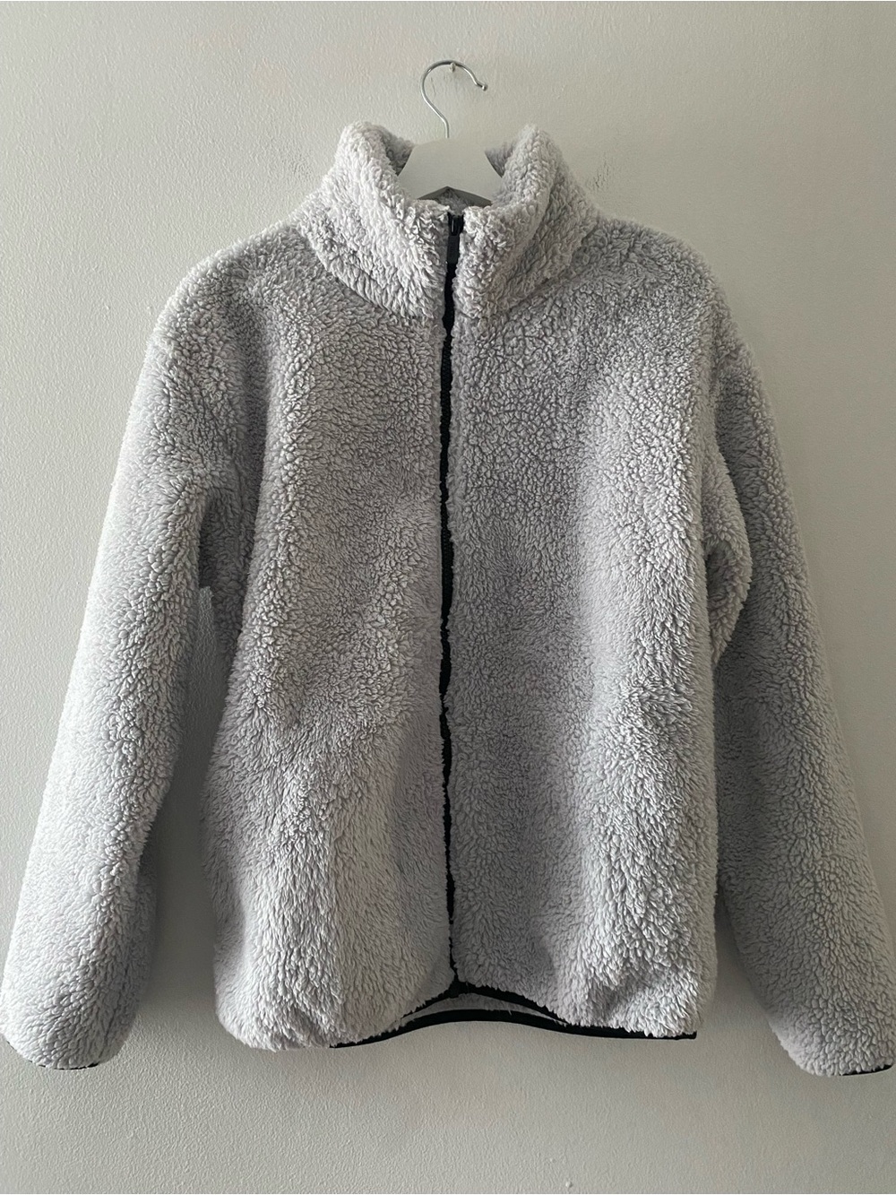 Victoria's Secret Teddy Jacket Womens Gray Plush Fleece Cozy Full Zip Sherpa